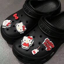 Sanrio 8 piezas Flor de agujero de dibujos animados de Sanrio Cinnamoroll, decoración desmontable versátil para sandalias/pantuflas, accesorios para zapatos, decoraciones, decoración de bolsos, regalo de fiesta de cumpleaños/vacaciones, accesorios de Halloween, accesorios lindos para botas, accesorios para zapatos de novia de tacón para la boda