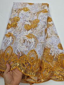 1 Yard /5 Yard African Lace Fabric 2025 High-Quality High-Grade Sequins Nigeria Sliky Fiber Fabric Suitable For Wedding Exquisite Three-Dimensional Flower Pattern DIY Handmade Materials With Embroidery Suitable For Cutting And Dry Cleaning, And A Variety Of Colors Are Available - Multicolor - View 13