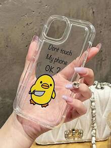 1pc Minimalist Cute Cartoon Yellow Duck Pattern Airbag Anti-Slip Soft Phone Case Compatible With IPhone 11/12/13/14/15/16 Pro Max,International Version, Not The Domestic Version - Multicolor - View 3