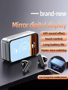 全新无线蓝牙耳机，带镜面LED数字显示屏，重低音，内置麦克风，音质清晰，无线游戏耳机，待机时间长，支持音乐和多模式游戏