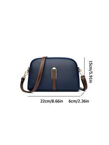 Borsa a tracolla vintage con motivo a rilievo a litchi, borsa a spalla in pelle PU vintage, borsa e portafoglio versatili da donna - Blu - Visualizzare 3
