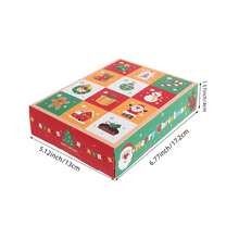 5 Piezas/Sets Cajas de regalo creativas de Navidad Cajas de regalo de 12 compartimentos Caja de calendario de adviento Perforada con el dedo Cajas de Navidad para regalos DIY Feliz fiesta de Navidad - Multicolor - Ver 3