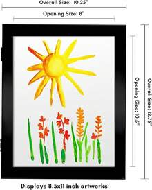 Americanflat - Marco de arte para niños de 10 x 12,5 pulgadas, marco de fotos de carga frontal para obras de arte, uso como marco de fotos de 8,5 x 11 pulgadas con tapete – Mi obra maestra - Negro - Ver 3