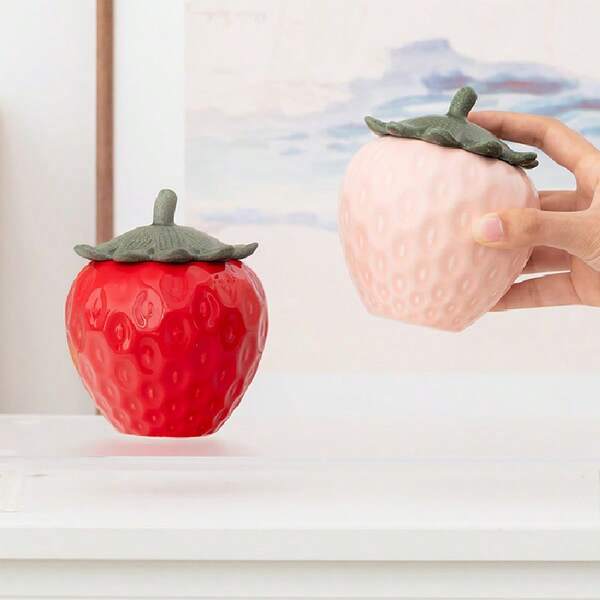 Ceramic Strawberry Jar Decor, Creative Sealed Jar, Living Room Tea Table Home Decoration, Crafts, Wedding & Couple Gift