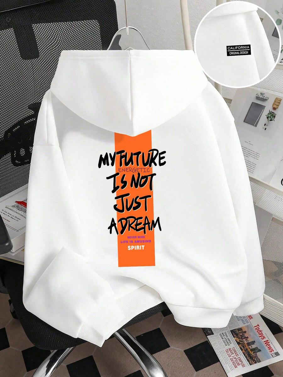 Tween Boy Letter Graphic Print Warm Sweatshirt - White - View 1