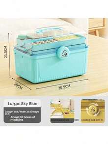 1 Stück wasserdichte mehrstöckige Medizinaufbewahrungsbox - tragbarer Haushalts-Notfallmanager, mit Schnappverschluss, aus strapazierfähigem Kunststoff gefertigt, rechteckiger großer Haushalts-Medizinschrank mit mehreren Fächern, Erste-Hilfe-Tragetasche für Familien-Notfälle