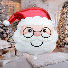 77*77cm Large Christmas Santa Claus Head Foil Balloons Helium Balloon Christmas Party Decorations Navidad 2026 - Multicolor - View 3