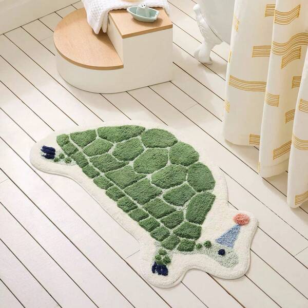 1pc Cartoon Sea Turtle Shaped Rug, Suitable For Bathroom Mat, Bath Rug, Doormat, Small Rug, Carpet, Mat, Home Decor, Area Rug, Outdoor Mat, Home Decor, Area Carpet, Bedroom Carpet, Washable Rug, Plush Rug, Fuzzy Rug, Autumn/Winter Rug, Thick/Fluffy