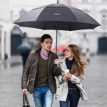 Paraguas de Grandes,Paraguas de Pro-Line de Gran Tamaño con Doble Toldo Ventilado a Prueba de Viento Impermeable para Hombres y Mujeres - gris - Ver 3
