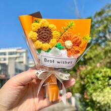 Handmade Mini Knitted Flower Bouquet, Creative Gift For Teachers' Day, Friends, Everlasting Floral Arrangement