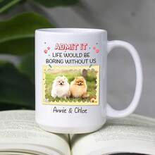 Every Snack/Meal/Every Bite You Take I'll Be Watch You Coffee Mug, Custom Picture & Name Dog Ceramic Cup 11 Oz 15 Oz, Personalized Photo Frame Dog Coffee Mug Gift For Dogs Lover Birthday Anniversary - Admit It Life Would Be Boring Without Us Mug - View 5