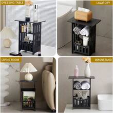 Estantería de almacenamiento práctica - Estilo escandinavo moderno, mesa de almacenamiento de madera blanca, estantería multicapa multifuncional, fácil montaje, adecuada para decoración de dormitorio y sala de estar, diseño minimalista | Estantería multifuncional - Artículo del hogar práctico, adecuado para todas las estaciones - Blanco - Ver 3