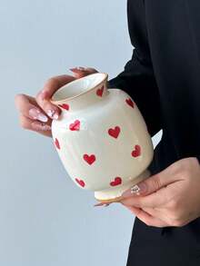 1 Stück Mini Dopamin Vase, Keramikmaterial mit rundem Mund, farbiger Rand, Herzdesign, elegante Heimdekoration Tischpflanze, hohe Ästhetik, minimalistischer moderner Stil, Mini-Dekoration geeignet für Hochzeit, Party, Zuhause, Büro, Hotel, Wohnzimmer, Feiertags-Raumdekoration Blumenvase Glasvase - Verschiedenfarbig - Übersicht 14