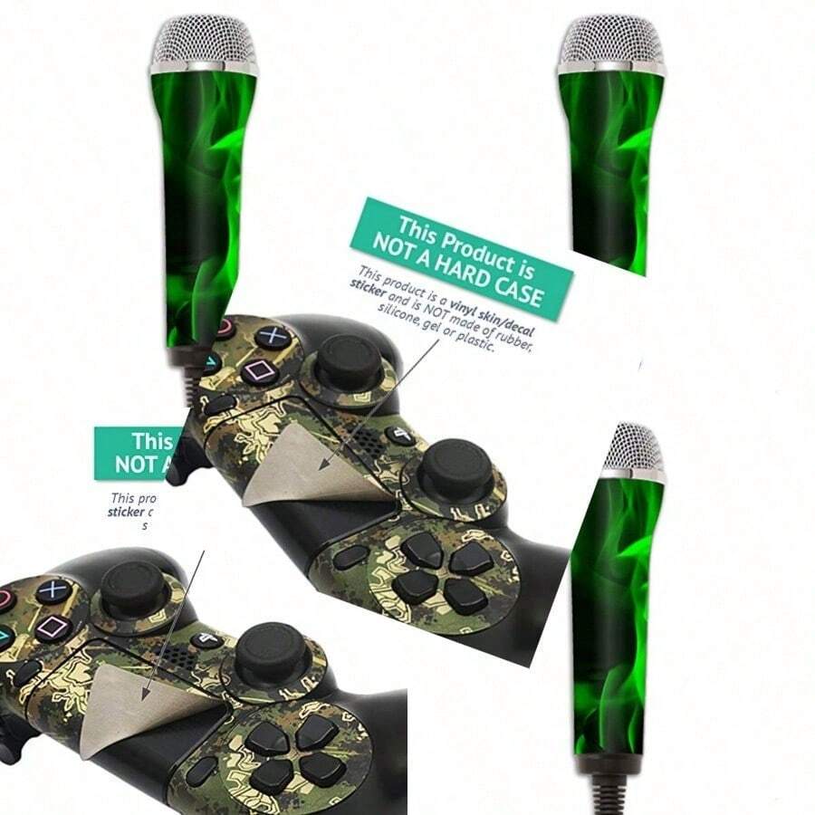 MightySkins Protective Vinyl Skin Decal Compatible With Redoctane Rock Band Microphone Case Wrap Cover Sticker Skins Green Flames