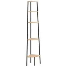 Estante de esquina de 5 niveles Larryhot marrón claro y negro 45,5 x 31,5 x 180 cm, resistente y duradero, fácil de montar, estilo decorativo, adecuado para guardar adornos, figuras, libros, artículos pequeños, etc. - Marrón - Ver 2