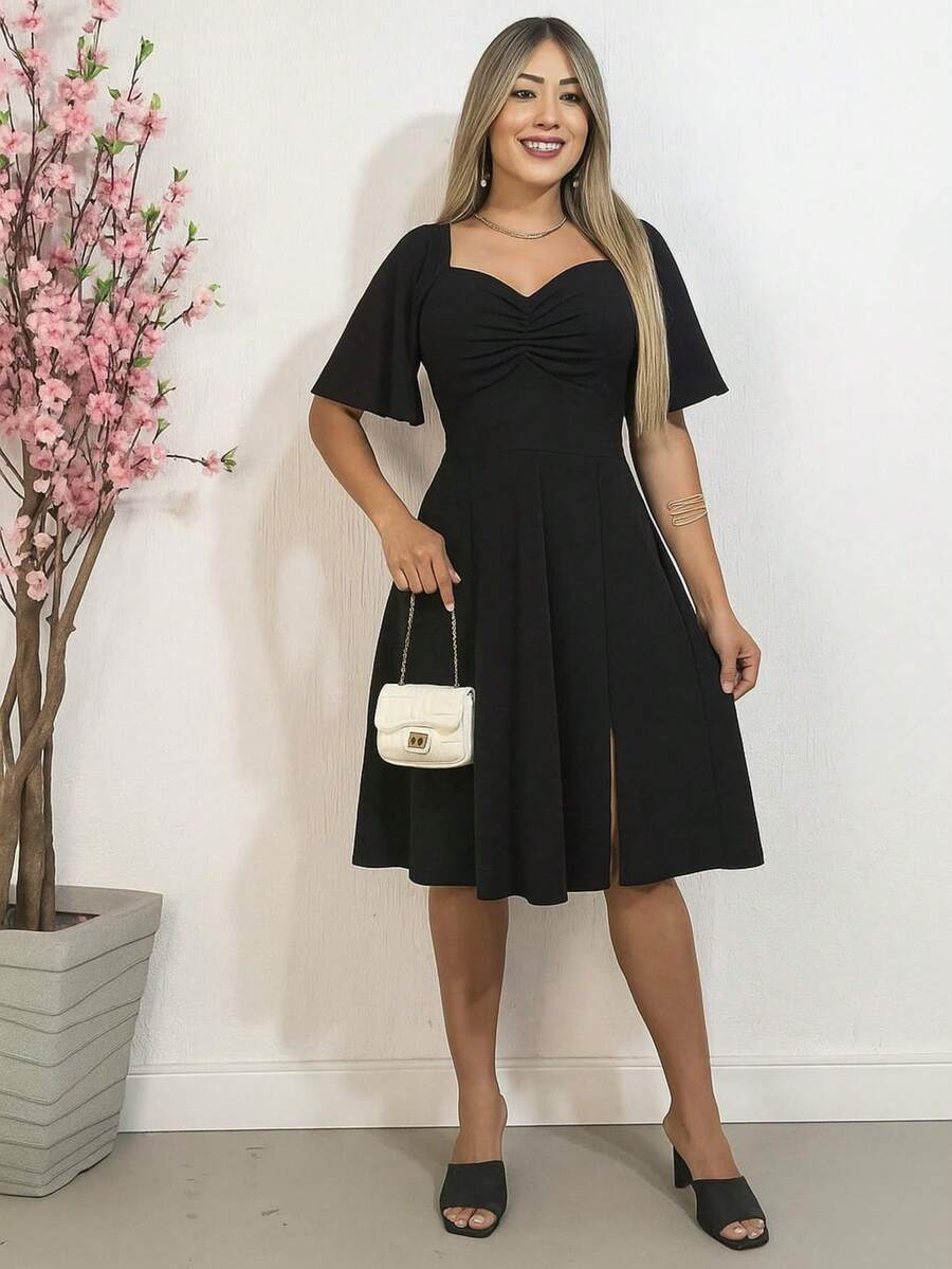 Elegance Flare Sleeve Romantic Dress - 黑色 - 查看 1