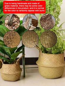 编织收纳篮折叠衣物洗衣篮草编柳条藤条收纳花盆沙滩野餐篮 - A - 查看 8