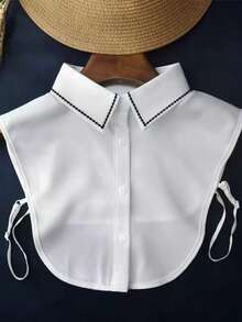 1pc Black & White Apricot & Red & Green Chiffon Detachable Collar With Pointed Ends, Classic - Chiffon False Collar - View 25