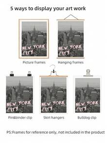 1pc Frameless New York City Wall Art, NYC Skyline Print Poster, Retro Pink Travel Themed Decor, Vintage Girly Aesthetic Wall Decor For Bedroom, Dorm, Apartment, Party Decoration And Gift Idea, Cityscape Posters, Room Decor Bedroom, Dorm Essentials College Room, Urban Home Decor, Travel Inspiration Print
