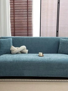 1 件雪尼尔人字纹沙发套，时尚奢华沙发保护套，装饰防滑防尘防刮沙发套，适合所有季节、卧室、客厅、书房、办公室 - 藍色 - 查看 10
