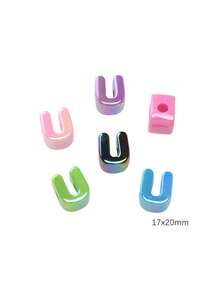 10 件/26 件电镀亚克力大孔英文字母珠，DIY 手机挂绳，休闲鞋饰，手工珠宝配饰，节日礼物 - 馬卡龍鍍彩字母 - 查看 16