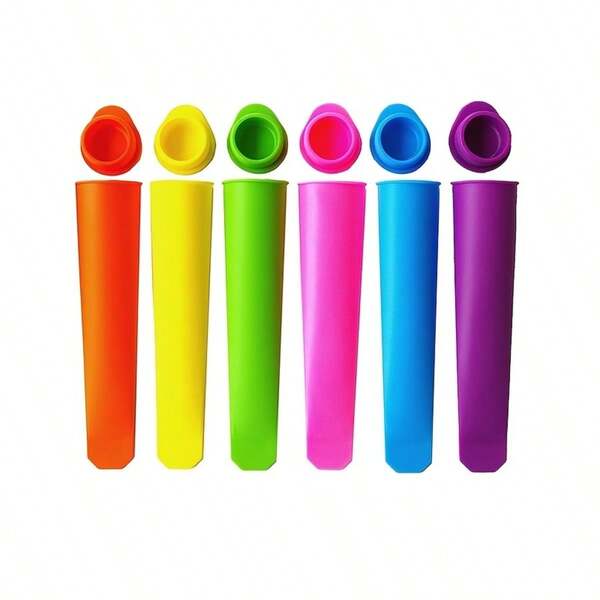 6pcs Silicone Popsicle Molds , Multi-Colored Non-Stick Ice Pop Maker With Leak-Proof Lids - DIY Homemade Frozen Treats For Yogurt, Ice Cream, Jelly, Chocolate, Summer Essentials
