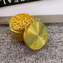 1.6/2/2.5英寸金属金币草药研磨器四层研钵杵手动粉碎机锌合金磨烟草研磨器香烟雪茄工具吸烟配件礼品 - 金色 - 查看 2