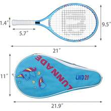 Raqueta de Tenis LUNNADE para Niños Junior, Raqueta de Tenis Juvenil de 19/21/23/25 Pulgadas con Funda, Adecuada para Niños y Niñas Principiantes de 3 a 12 Años - azul - Ver 5