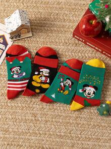 Disney 4/1 Pair Genuine Christmas Hat Cartoon Character Socks, Christmas & New Year Animation Socks For Men, Novelty & Fun Socks For Gifts And Parties, Socks - Multicolor - View 6