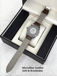 Pablo Raez Men's Casual Watch, Stylish Business Watch, Original Charming Men's Watch, Silver-Brown Case, Stainless Steel Case, Luxury Watch, Black Soft And Comfortable Microfiber Leather Strap, Roman Numeral Markers, Date Display, 50-Meter Water Resistance, New Men's Quartz Watch - 均碼 - 查看 9