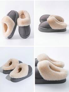 2025新款冬季毛绒拖鞋，女士加厚底蓬松室内家居拖鞋，舒适保暖