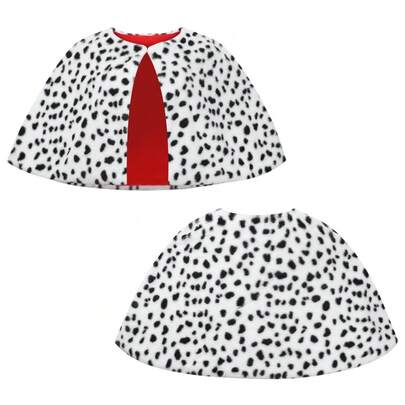 Capa de Halloween Kuira com estampa de leopardo dálmata, capa de bruxa preta e branca