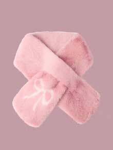 1pc Versatile Personalized Simple Solid Color Bowknot Scarf, Suitable For Outings And Daily Wear, Warm Scarf For Autumn/Winter