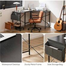 L Shaped Desk - Computer Desk Corner Desks Gaming Desk PC Table With CPU Stand Side Bag Home Office Dorm Sturdy Writing Workstation, Black, 50 - Inch - màu đen - Xem 7