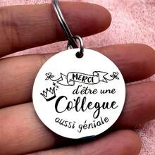 1pc Stainless Steel Colleague Thank You Keychain - Circular Floral Design, Engraved With "Thank You" And "You Are A Great Colleague", Elegant Appreciation Gift Suitable For BFF, Work Friends, Retirement, Mother's Day - Durable Keepsake, Suitable For Professional Friendship, Colleague Gifts, Sentimental Memento, Fashion Accessory, Polished Surface, Retirement Gift Christmas