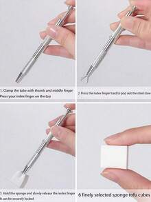 100pcs Mini Sponge Blocks With 4-Claw Tweezer, Nail Art Gradient Color Sponge, Gradient Nail Polish Tools