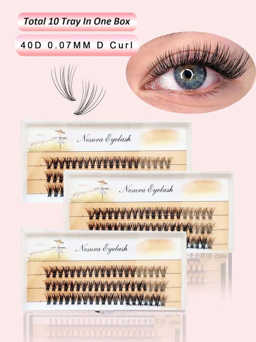 600pcs Thick C Curl 9-13mm Mixed Black DIY Eyelash Extension Kit, Creates Fluffy Natural-Looking Lashes, Includes DIY Eyelash Glue, DIY Remover, And DIY Eyelash Extension Tools - D - View 1