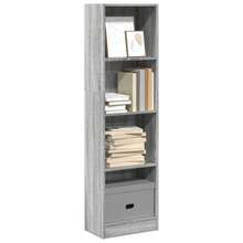 Librería Larryhot Sonoma Gris 40x24x143 cm Madera industrial, resistente y duradera, fácil de montar, estilo decorativo, adecuadA, Para guardar adornos, figuras, libros, pequeños objetos, etc. - Gris - Ver 1