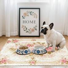 1pc Vintage Floral Machine Washable Area Rug/Door Mat/Kitchen Mat/Laundry Mat/Bath Mat, Rectangular, Polyester Faux Wool With TPR Backing, For Entryway, Bedroom, Living Room, Kitchen Floor Decor - Multicolor - View 8