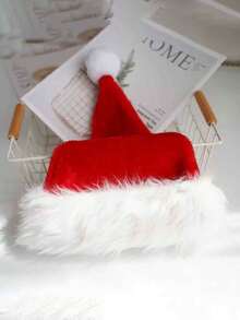 1 peça de chapéu de Papai Noel de veludo para meninos e meninas, chapéu de festa de Natal e Ano Novo, chapéu de Papai Noel vermelho, decoração de Natal, presente de Natal, fantasia de festa, pelúcia fofa, decoração de casa, tamanho grande