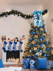 1pc Christmas Tree Topper Hat, Red Tree Topper Hat With Candy Peppermint Bows Ribbon Ornament, Top Hat Christmas Tree Topper For Home Office Holiday Xmas Gift Tree Decoration(Velvet Material)