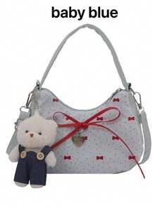 Borsa a tracolla unica stile Ins, novità estiva 2025, borsa coreana alla moda con fiocco, borsa sotto braccio con pendente