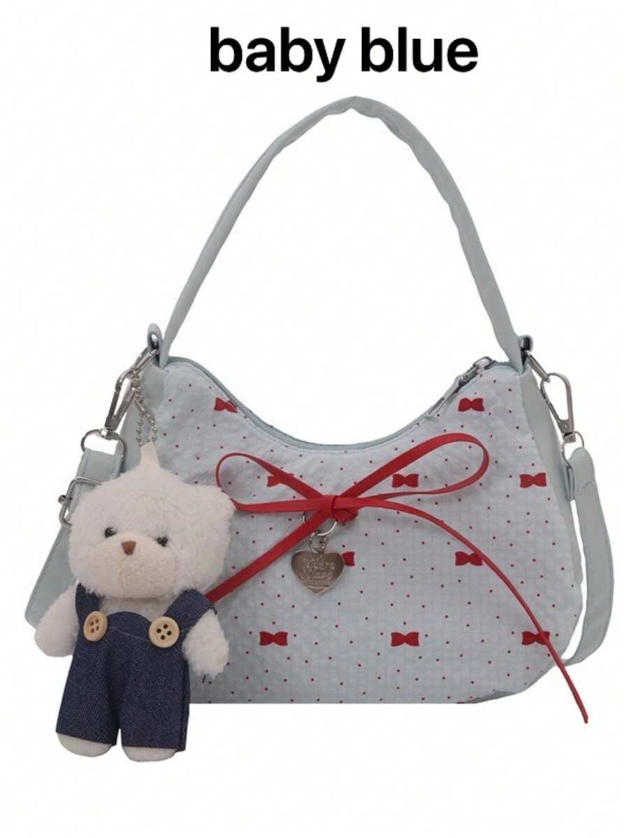 Borsa a tracolla unica stile Ins, novità estiva 2025, borsa coreana alla moda con fiocco, borsa sotto braccio con pendente