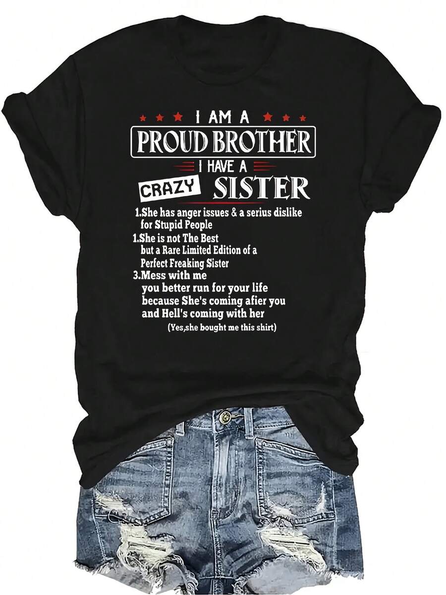 Camiseta con patrones interesantes para mujer y unisex, de verano, casual, transpirable, con cuello redondo, manga corta, estilo urbano y versátil, adecuada para adolescentes y adultos - Negro - Ver 1