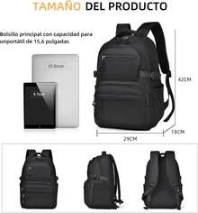 Mochila antirrobo, Mochila Impermeable, Mochila para Laptop gran capacidad, Mochila Portatil de14 Pulgadas, Mochila de Viaje para Mujeres y Hombres - GRIS - Ver 3