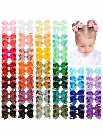 60 Pieces Grosgrain Ribbon Bow Hair Clips For Girls, Cute Random Assorted Colors Boutique Hair Bow Alligator Clips For Teens Toddlers, Cute Ribbon Bowknot Hair Pins Hair Barrettes For Holiday Parties Gifts And Daily Use