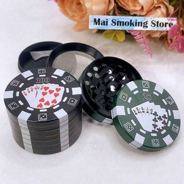 2inch Chip Herb Grinder Metal 4-Layer Manual Crusher Spice Raw Grass Mortar Pestle Tobacco Grinder Smoking Accessories Cigarette Tool Gift