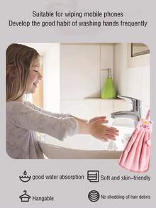 منشفة يد كرتونية على شكل للأطفال، ماصة للرطوبة بشكل عالي، منشفة يد معلقة للحمام والمطبخ، قطعة غسيل جميلة