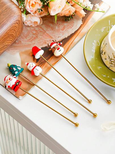 6pcs Stainless Steel Mixing Spoons, Multipurpose Stainless Steel Stirring Rods For Coffee And Bubble Tea Shops, Long Cocktail Stirrers, Bar Tools, Kitchen Utensils