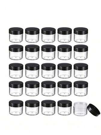 1/3/5/10 件迷你透明面霜罐，带黑色盖子，小型化妆品样品容器，空塑料化妆品罐，透明样品瓶眼影霜润唇膏容器，旅行必需品，化妆品样品罐，迷你瓶，适用于洗面奶 10/15/25 克，瓶装瓶，家居用品，化妆品样品瓶，旅行包装，便携